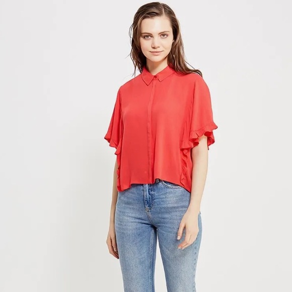 TOPSHOP Ruffle Sleeve Blouse - Picture 3 of 12